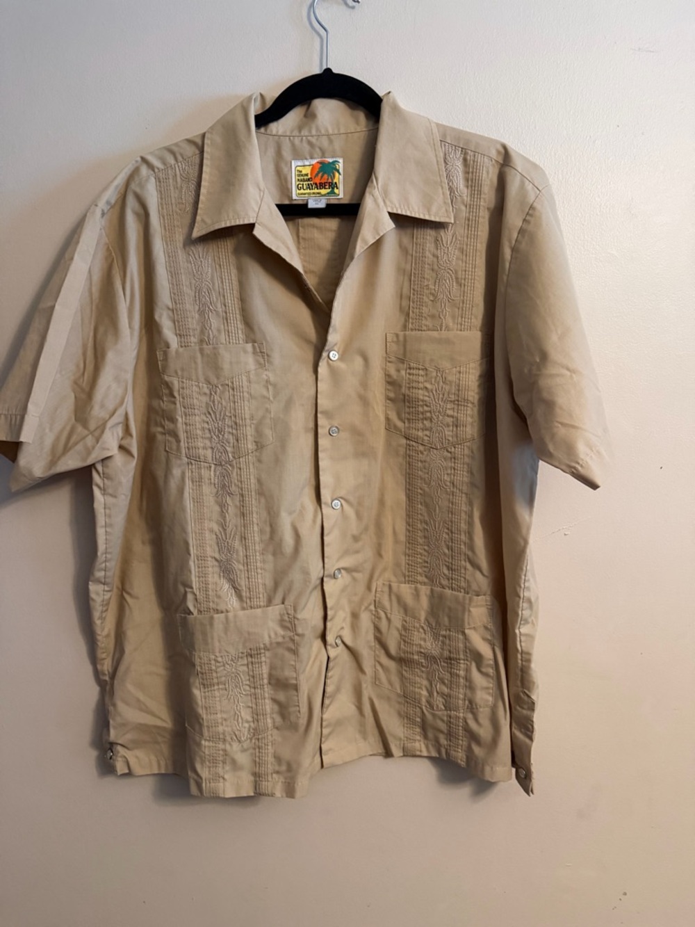 Haband Khaki Guayabera Shirt with Tropical Patch